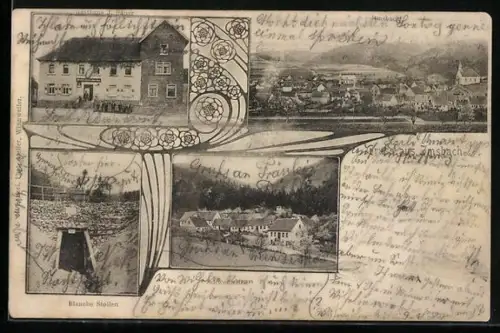 AK Imsbach, Gasthaus J. Bauer, Totalansicht, Blanche Stollen und Schweinsthal