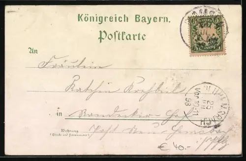 Lithographie Göllheim, Kloster Rosenthal, König Kreuz, Panorama