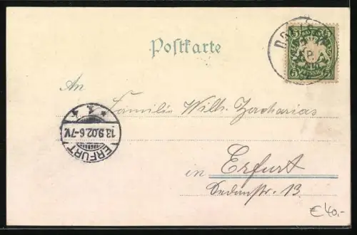 Lithographie Göllheim, Kriegerdenkmal, König-Kreuz, Strassenansicht, Gesamtansicht