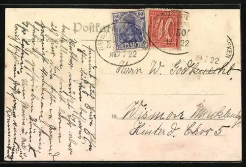 Lithographie Rohrsen /Hameln, Colonialwarenhandlung L. Lange, Bahnhof, Kapelle und Friedenslinde