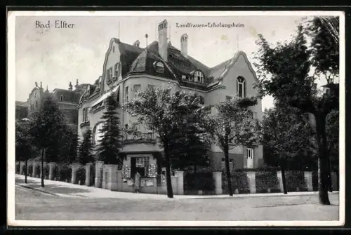 AK Bad Elster, Landfrauen-Erholungsheim mit Strassenpartie