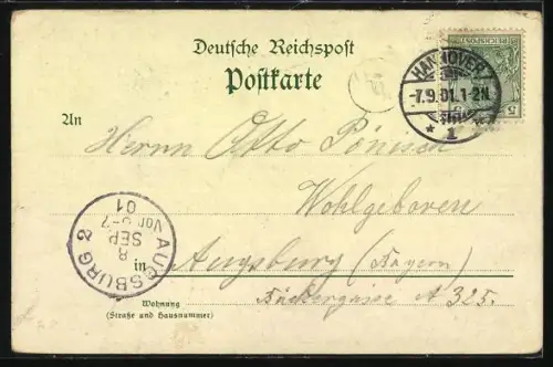 Lithographie Hannover, Eröffnung des Hoftheaters 1852, Auffahrt des Hotels