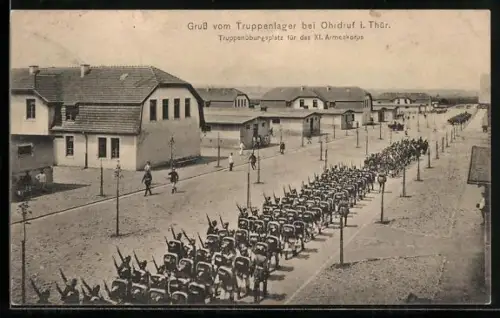 AK Ohrdruf, Truppenübungsplatz für das Xl. Armeekorps, Soldaten beim Marschieren