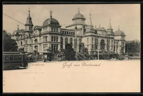 AK Dortmund, Fredenbaum mit Strassenbahn