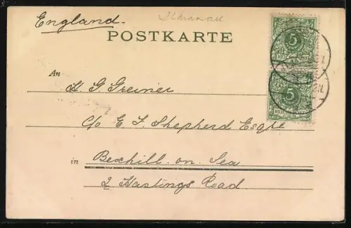 Künstler-AK Ilmenau / Thür., Wasserpartie mit Brücke