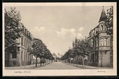 AK Landau /Pfalz, Partie am Kaiserring mit Villen