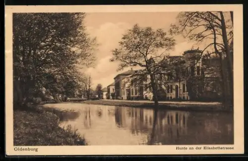 AK Oldenburg, Hunte an der Elisabethstrasse