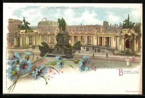 Lithographie Berlin, Blick auf Nationaldenkmal