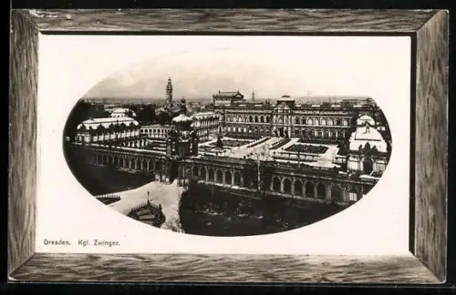 AK Dresden, Blick auf den Königlichen Zwinger, Passepartout