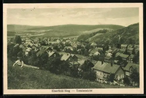 AK Eiserfeld-Sieg, Totalansicht des Ortes und Umgebung