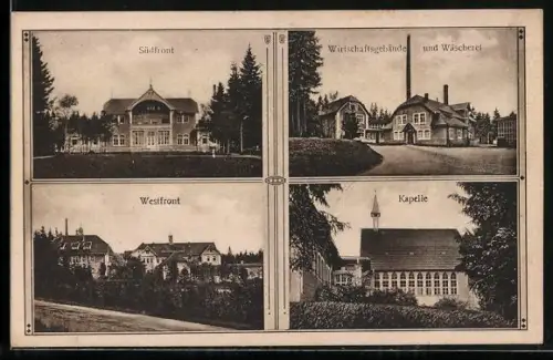 AK Carolagrün i. V., Heilstätte, Wirtschaftsgebäude, West- u. Südfront