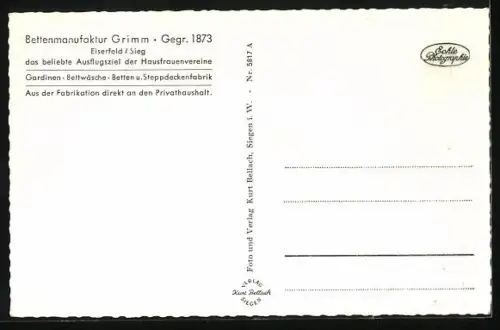 AK Eiserfeld / Sieg, In der Bettenmanufaktur Grimm