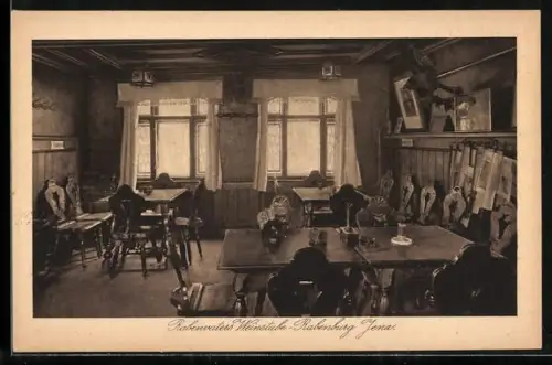 AK Jena, Rabenvaters Weingasthaus Rabenburg, Innenansicht