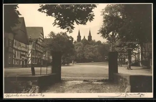 AK Hilchenbach, Strassenpartie mit Kirche