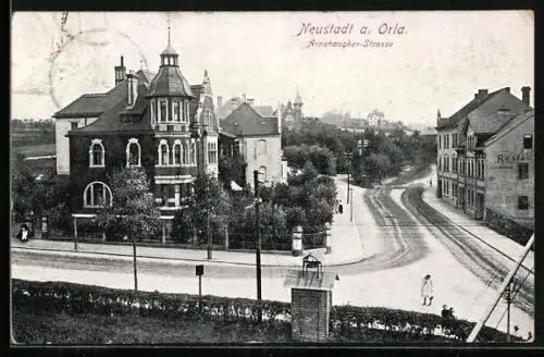 AK Neustadt / Orla, Arnshaugkerstrasse mit Restaurant