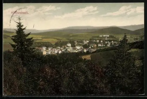 AK Hilchenbach, Blick zum Ort vom Berg aus gesehen