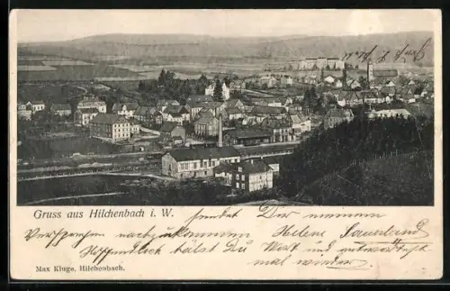 AK Hilchenbach i. W., Teilansicht mit Kirche