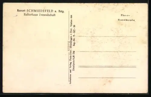 AK Schmiedefeld a. Rstg., Kulturhaus Freundschaft, Innenansicht