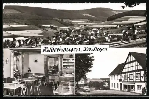 AK Helberhausen /Krs. Siegen, Gasthaus und Bäckerei Emil Nies, Innenansicht, Teilansicht