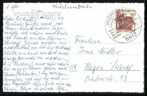 AK Helberhausen /Krs. Siegen, Gasthaus und Bäckerei Emil Nies, Innenansicht, Teilansicht