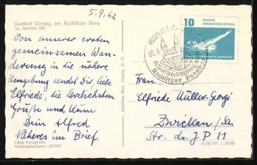 AK Rochlitz, Gasthof Sörnzig am Rochlitzer Berg, Innenansicht