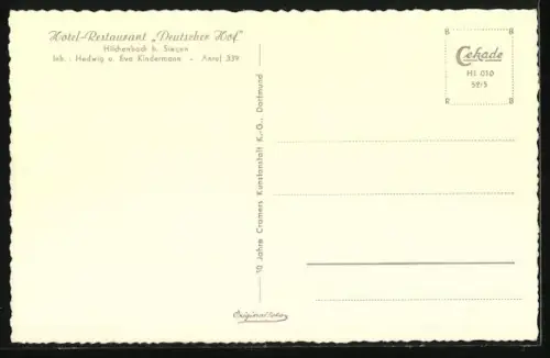 AK Hilchenbach b. Siegen, Hotel-Restaurant Deutscher Hof, Innenansicht