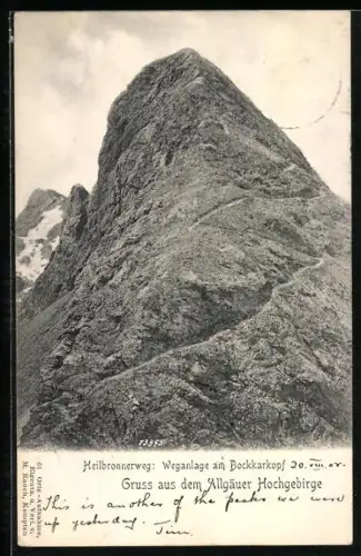 AK Oberstdorf /Allgäuer Hochgebirge, Heilbronnerweg, Weganlage am Bockkarkopf