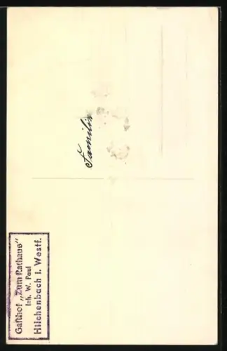 AK Hilchenbach i. Westf., Gasthof Zum Rathaus, Inh. W. Paul, Innenansicht