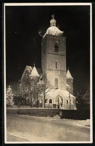 AK Siegen, Nikolaikirche bei Nacht