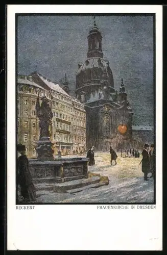 Künstler-AK Dresden, Partie an der Frauenkirche