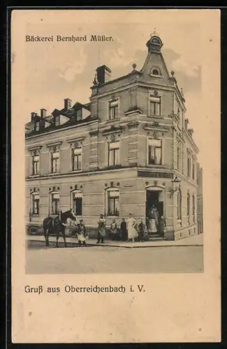 AK Oberreichenbach i. V., Bäckerei Bernhard Müller