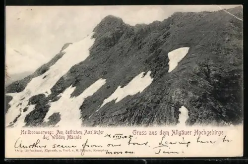 AK Oberstdorf /Allgäuer Hochgebirge, Heilbronnerweg am östlichen Ausläufer des Wilden Männle