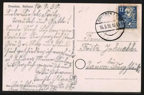 AK Dresden, Rathaus, Gesamtansicht