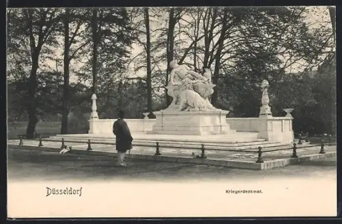 AK Düsseldorf, am Kriegerdenkmal