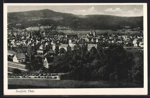 AK Saalfeld /Thür., Ortsansicht aus der Vogelschau