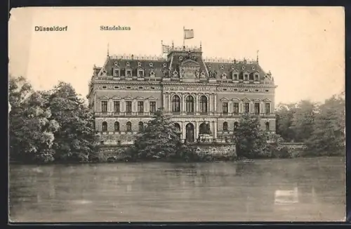 AK Düsseldorf, Ständehaus mit Uferpartie