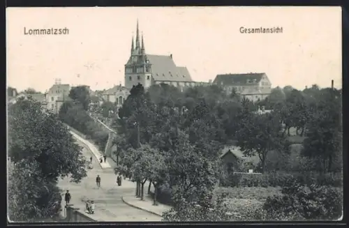 AK Lommatzsch, Totalansicht des Ortes