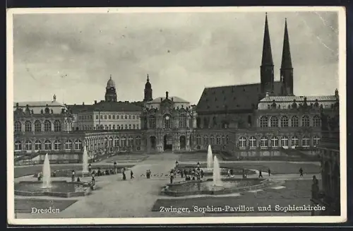 AK Dresden, Zwinger, Sophien-Pavillon und Sophienkirche