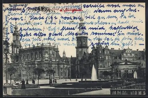 AK Dresden, Theater mit Königlichem Schloss und Hofkirche