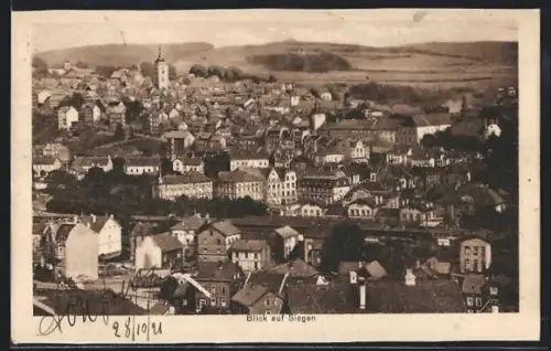 AK Siegen, Vogelschau auf den Ort und Umgebung