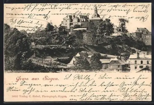 AK Siegen, Oberes Schloss und Umgebung