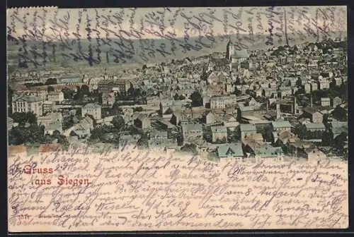AK Siegen, Teilansicht des Ortes aus erhöhter Perspektive