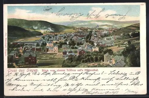 AK Siegen, Blick vom oberen Schloss aufs Hüttenthal