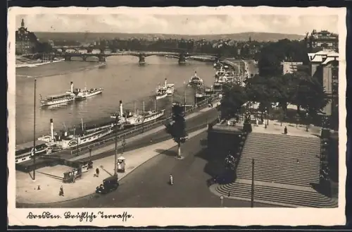 AK Dresden, Partie an der Brühl`scher Terrasse