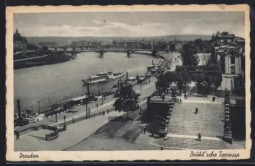AK Dresden, Partie an der Brühl`schen Terrasse