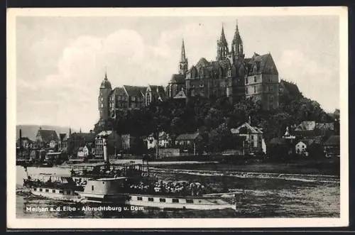 AK Meissen a. d. Elbe, Uferpartie mit Albrechtsburg und Dom