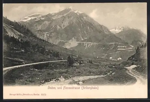 AK Stuben /Arlbergbahn, Teilansicht mit Flexenstrasse