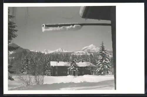 Foto-AK Tschengla, Blick auf den Gasthof Zimba