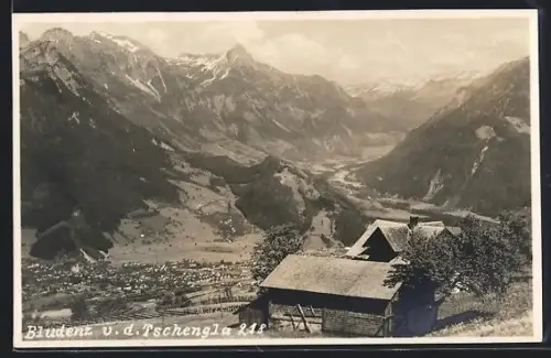 Foto-AK Bludenz, Ortsansicht von der Tschengla aus