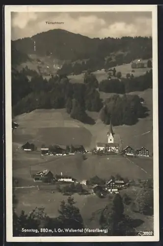 AK Sonntag i. Gr. Walsertal, Teilansicht mit Kirche und Türtschhorn